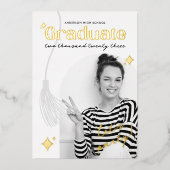 Invitation En Aluminium Graduation rétro noir et blanc étincelant (Recto)