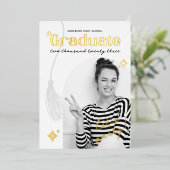 Invitation En Aluminium Graduation rétro noir et blanc étincelant (Debout devant)