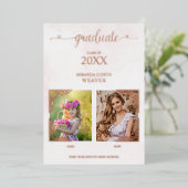 Invitation En Aluminium Graduation Romantique Alors & Maintenant 2 Photos (Debout devant)