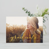 Invitation En Aluminium Graduation Script Photo Party recto verso (Debout devant)