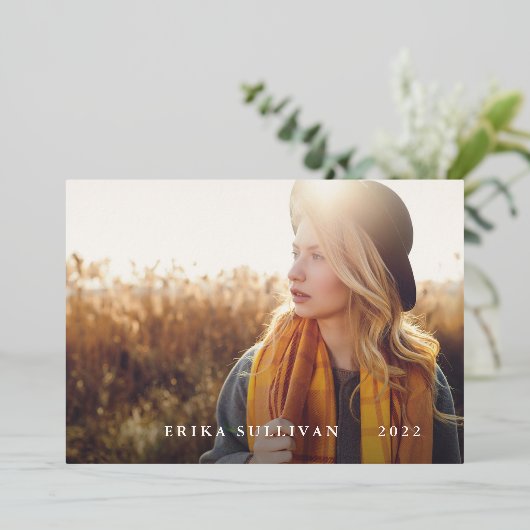 Invitation En Aluminium Graduation Script Photo Party recto verso (Debout devant)