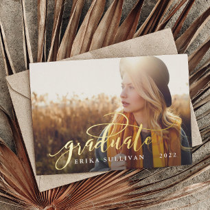 Invitation En Aluminium Graduation Script Photo Party recto verso