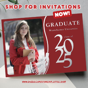 Invitation En Aluminium Graduation simple et élégante du rouge rubis