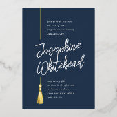 Invitation En Aluminium Graduation Tassel Parti de la marine moderne (Recto)