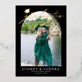 Invitation En Aluminium Gradués d'Arc moderne Double Graduation Party (Recto)