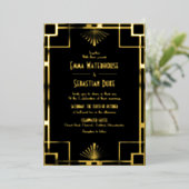 Invitation En Aluminium Grand Gatsby Art Déco Mariage (Debout devant)