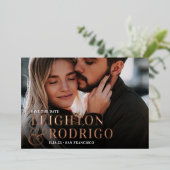 Invitation En Aluminium Grand moment | Photo Complète Enregistrer La Date (Debout devant)