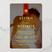 Invitation En Aluminium Grand Rectangle double bonheur Mariage chinois (Recto)