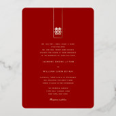 Invitation En Aluminium Grand Rectangle double bonheur Mariage chinois (Verso)