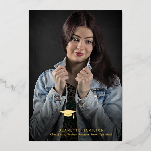 Invitation En Aluminium Grand script de typographie - Diplôme photo avant/ (Recto)