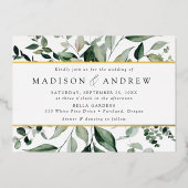 Invitation En Aluminium Grand Vert Mariage Or (Recto)