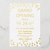 Invitation En Aluminium Grande ouverture commerciale White & Gold Confetti (Recto)