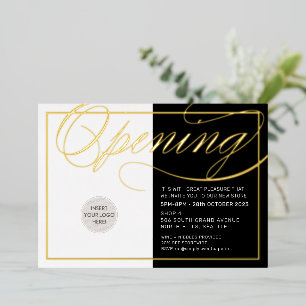 Invitation En Aluminium GRANDE OUVERURE logo moderne simple noir or