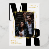 Invitation En Aluminium Grandes initiales noires Photo moderne Enregistrer (Recto)