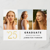 Invitation En Aluminium Gras Année 3 graduation photo (Recto)