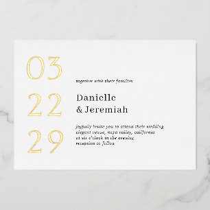 Invitation En Aluminium Gras Date Clean Minimal Élégant Mariage moderne