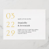 Invitation En Aluminium Gras Date Clean Minimal Élégant Mariage moderne (Recto)