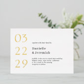 Invitation En Aluminium Gras Date Clean Minimal Élégant Mariage moderne (Debout devant)