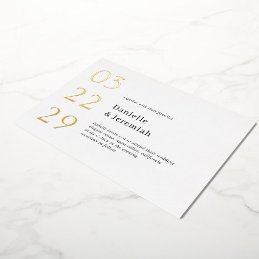 Invitation En Aluminium Gras Date Clean Minimal Élégant Mariage moderne (Rotation)