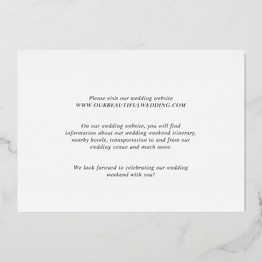 Invitation En Aluminium Gras Date Clean Minimal Élégant Mariage moderne (Verso)