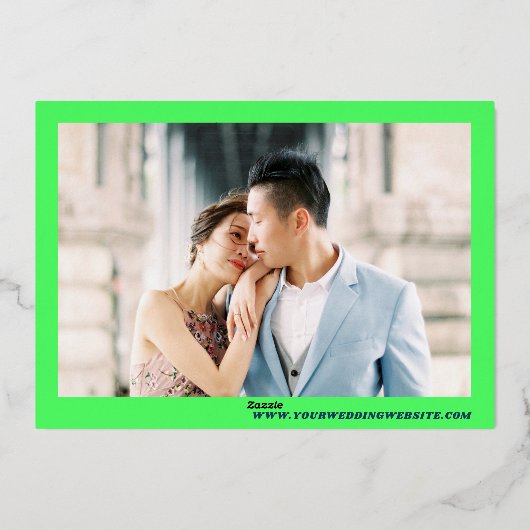 Invitation En Aluminium Gras Date Turquoise Lime Green Retro Real Foil Mar (Verso)