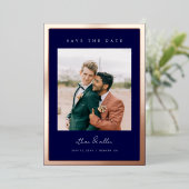 Invitation En Aluminium Gras de l'huile de bordure Enregistrer la date Car (Debout devant)