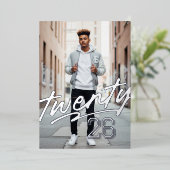 Invitation En Aluminium Gras de signature | Diplôme en photo Masculine (Debout devant)