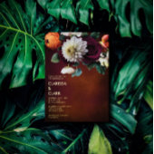 Invitation En Aluminium Gras Eucalyptus Fleur sauvage Orange Mariage