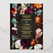 Invitation En Aluminium Gras Eucalyptus Fleur sauvage Orange Mariage (Recto)