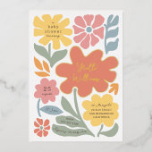 Invitation En Aluminium Gras Fleurs modernes Unique Illustré Douche bébé (Recto)