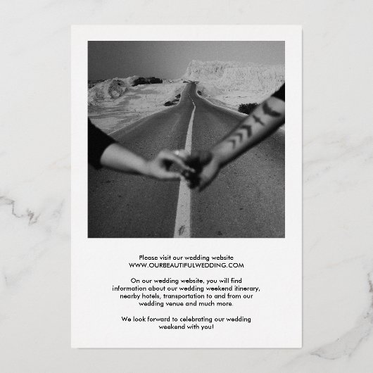 Invitation En Aluminium Gras Frontière Photo Mariage moderne Enregistrer l (Verso)