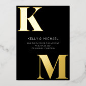 Invitation En Aluminium Gras Monogramme Noir Initiales Mariage photo moder (Recto)