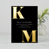 Invitation En Aluminium Gras Monogramme Noir Initiales Mariage photo moder (Debout devant)