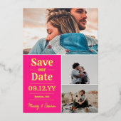 Invitation En Aluminium Gras Pink Typographie Photo Collage Enregistrer La (Recto)