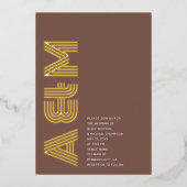 Invitation En Aluminium Gras Retro Monogram Mariage Terracotta (Recto)