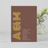 Invitation En Aluminium Gras Retro Monogram Mariage Terracotta (Debout devant)