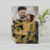 Invitation En Aluminium Gras Retro Wedding Enregistrer La Date Photo (Debout devant)