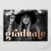 Invitation En Aluminium Gras Rose Gold Typography Graduation Party (Recto)