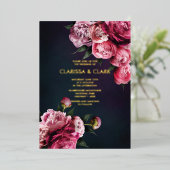 Invitation En Aluminium Gras rose moderne pivoine Mariage chic (Debout devant)