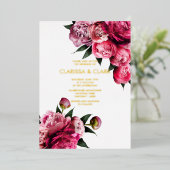Invitation En Aluminium Gras rose moderne pivoine Mariage chic (Debout devant)