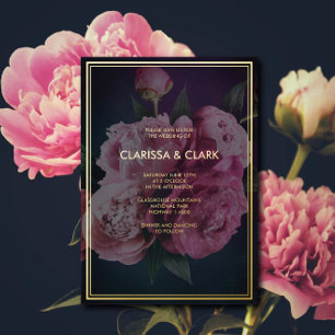 Invitation En Aluminium Gras rose moderne pivoine Mariage chic