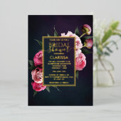 Invitation En Aluminium Gras rose Moody Peony Fête des mariées chic (Debout devant)