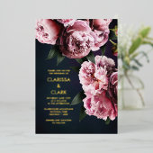 Invitation En Aluminium Gras rose Moody Peony Mariage chic (Debout devant)