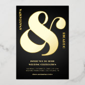 Invitation En Aluminium Gras Surdimensionné Ampersand Photo Noir Mariage R (Recto)