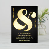 Invitation En Aluminium Gras Surdimensionné Ampersand Photo Noir Mariage R (Debout devant)