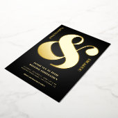 Invitation En Aluminium Gras Surdimensionné Ampersand Photo Noir Mariage R (Rotation)