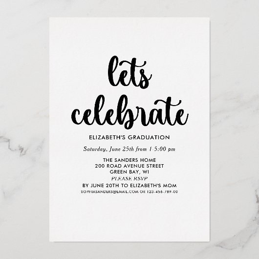 Invitation En Aluminium Green and Gold Script photos collage for graduated (Verso)