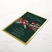 Invitation En Aluminium Green Classic Christmas Party Gold Border (Rotation)