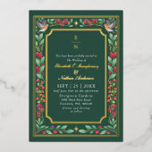 Invitation En Aluminium Green Enchanter Botanical Floral Garden Mariage (Recto)