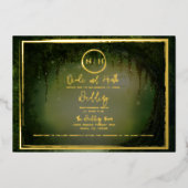 Invitation En Aluminium Green Forest éclaire l'élégant mariage or (Recto)